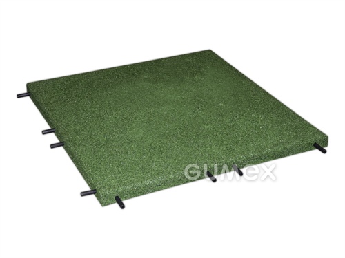 ELASTON-ELTEC glattes Pflaster, 30mm, 500x500mm, gebohrt, recyclierter Gummi, grün, 